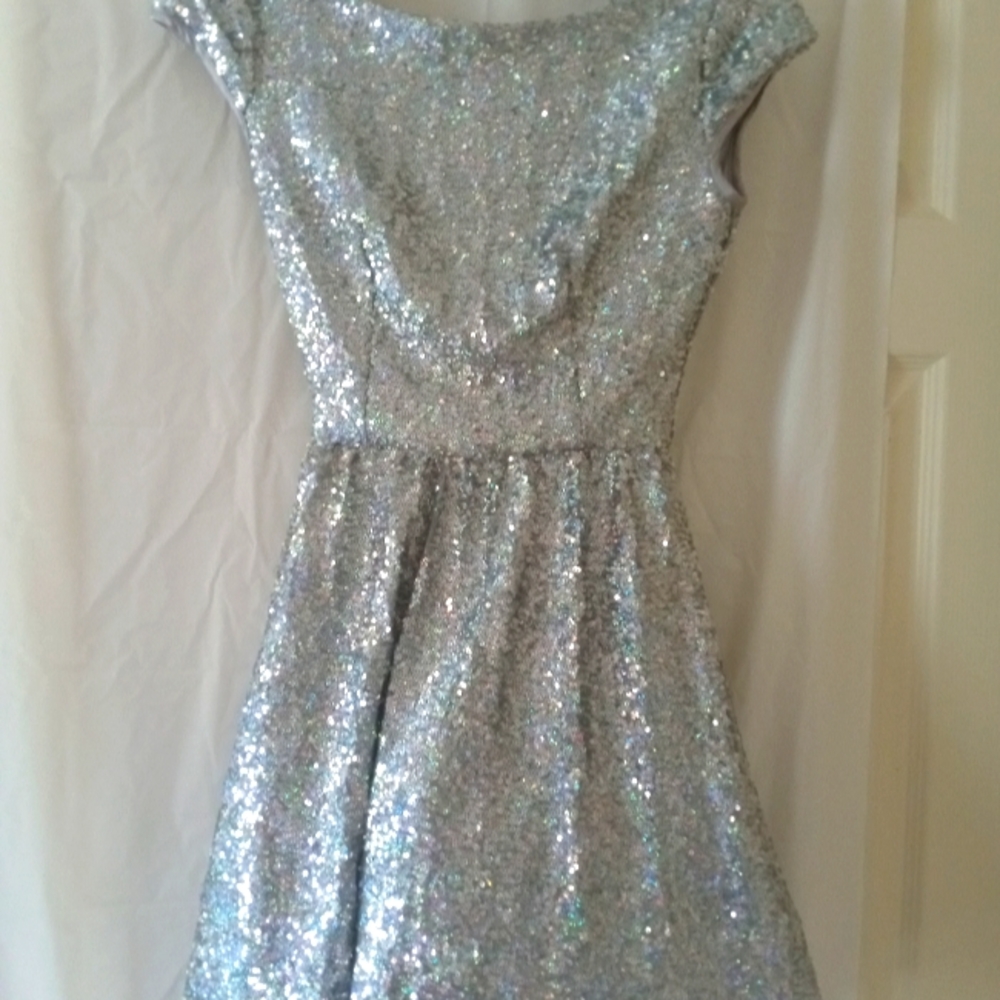 Silver/Irredescent Sequin-Styled Dress- Size Small